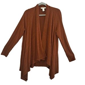 White House Black Market Rust Brown Open-Front Draped Cardigan